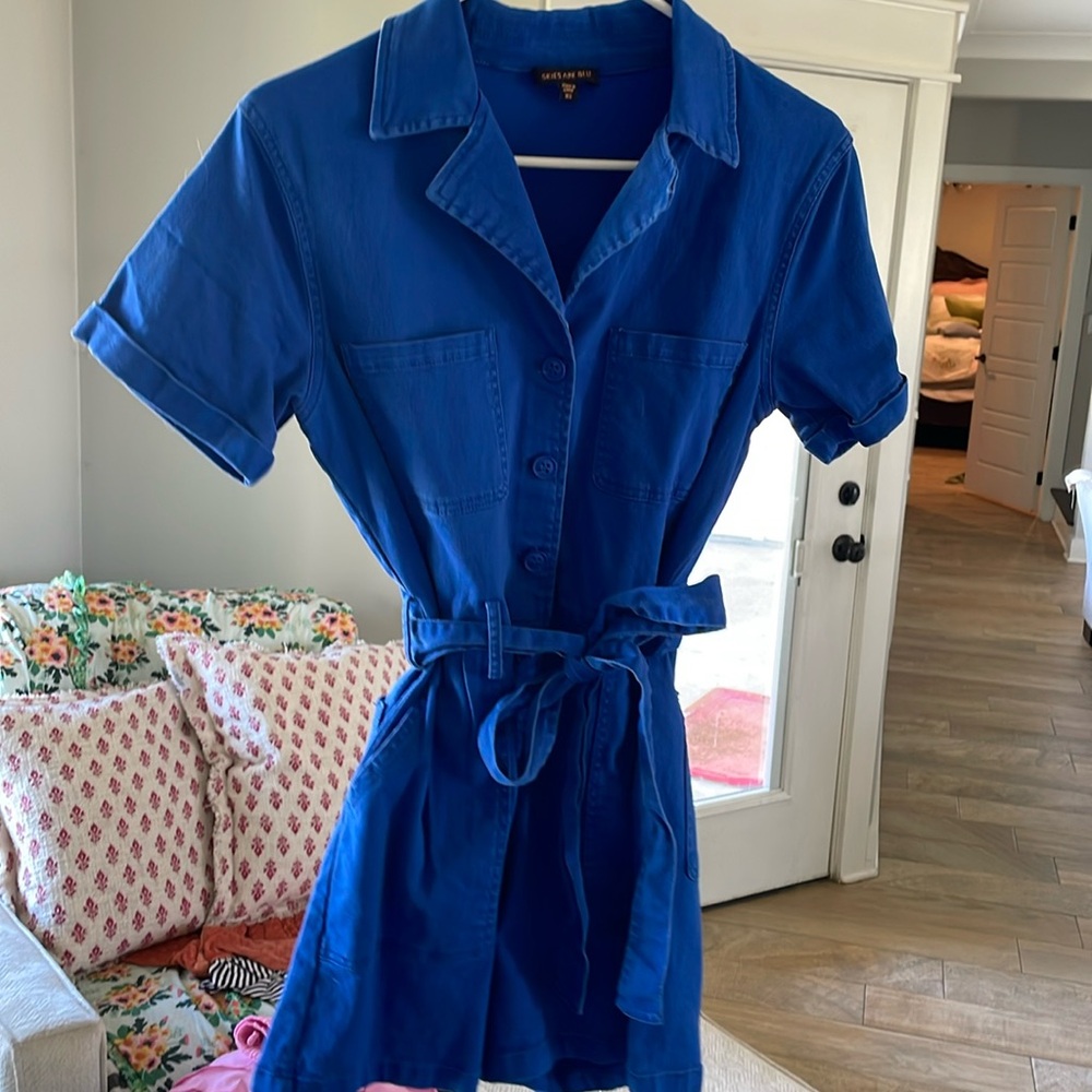 Skies Are Blue Royal Blue Short Sleeve Romper